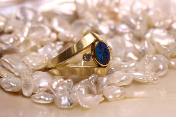 Ring Opal Boulder Gold Brillant