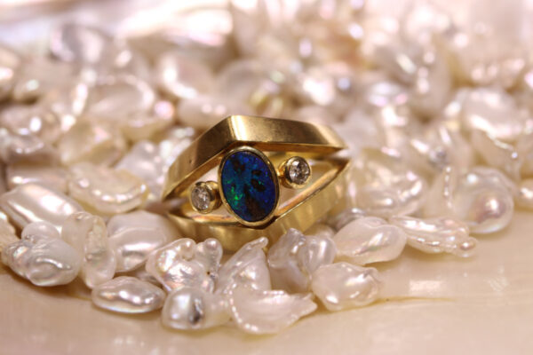 Ring Opal Boulder Gold Brillant